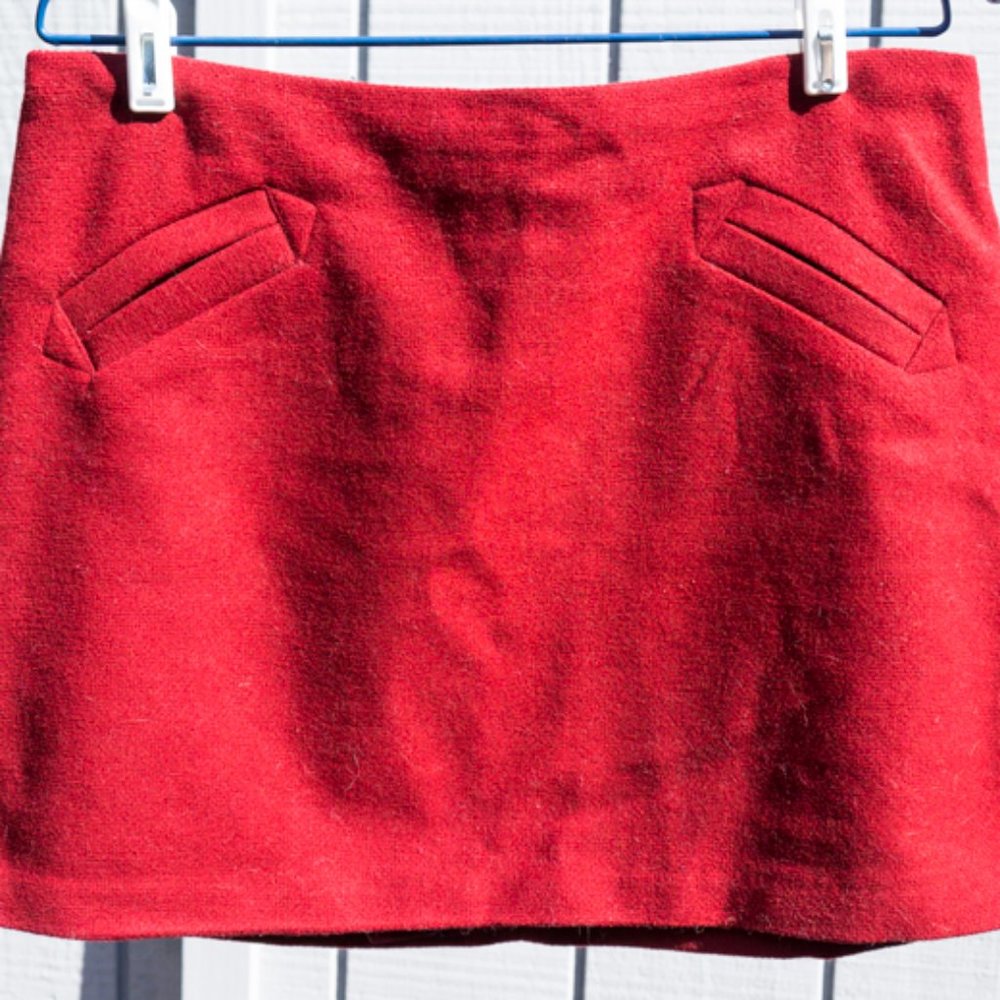 Burgundy Fall Mini Wool Skirt Red 10 90's Y2K